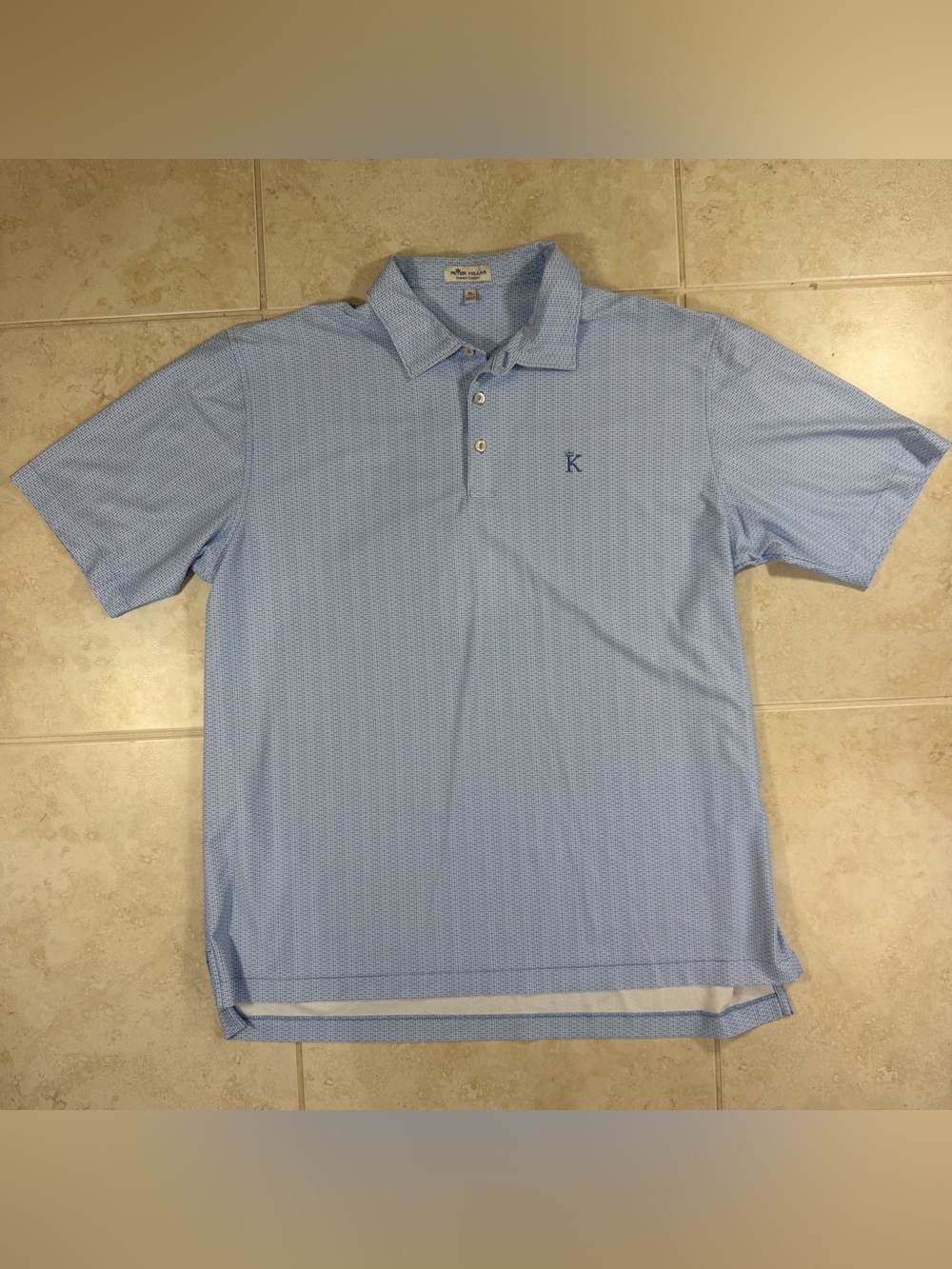 Peter Millar Summer Comfort XL Mens Golf Polo Blue Golf Tee Print Performance